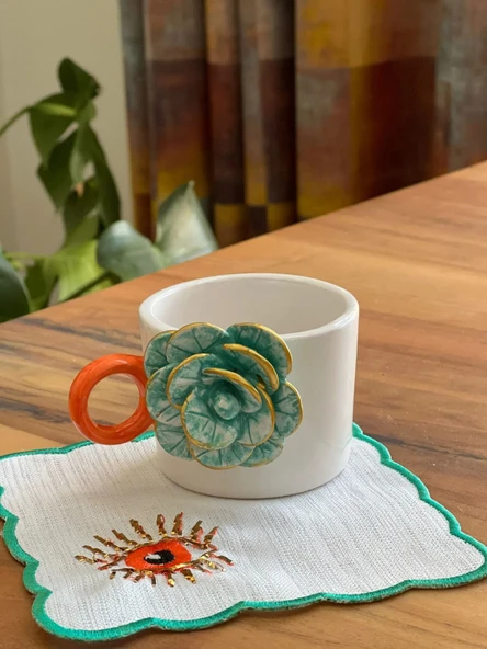 Hanmdmade Rose Gold Fincan- Tabaklı 1 Adet