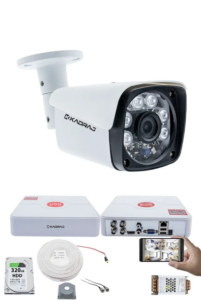 1 Kameralı Güvenlik Kamerası Seti - 5MP Sony SecuLens, 6 Atom LED, 1080P Full HD AHD, Gece Görüşlü, Metal Kasa ürün görseli