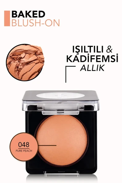 Flormar Baked Blush-On Yüksek Pigmentli & Mat Bitişli Fırınlanmış Allık 048 PURE PEACH - Resim 3