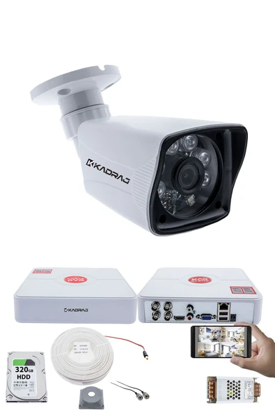 1 Kameralı Set - 5MP Sony SecuLensli 1080P Full HD AHD, 6 Atom LED, Gece Görüşlü, Güvenlik Kamerası, Plastik Kasa ürün görseli