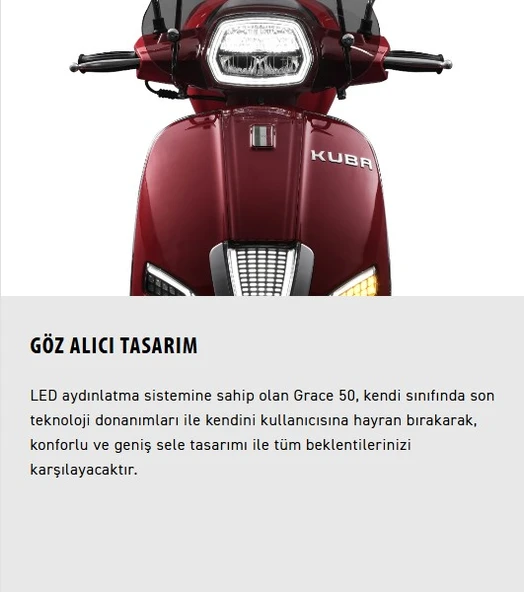Kuba Grace 50 Motosiklet Kırmızı - 2