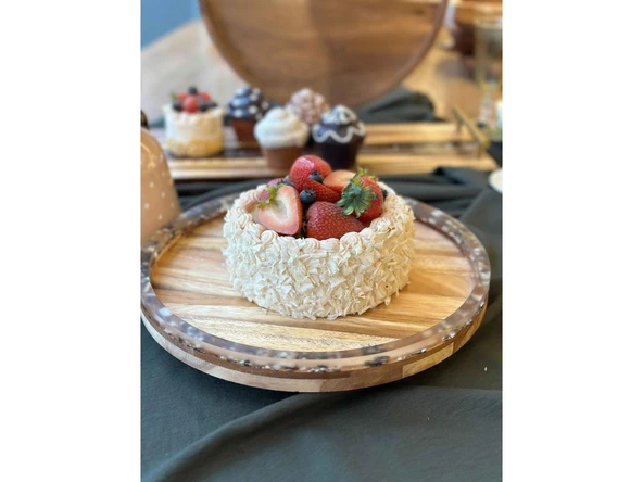 Akasya Yuvarlak Dönen Servis Sunum 30CM - Resim 4