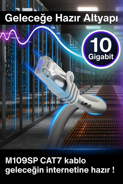 MN6 M109SP Cat7 Kablo 5 Metre/10 Gbps'e kadar-Örgülü ve folyo ekranlama/5 Metre Cat7 Ethernet Kablosu - 6