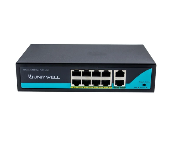 8 Port 10/100Mbps PoE Switch & 1000 Mbps Uplink UNIYWELL - 2