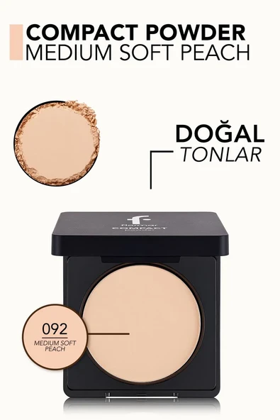 Flormar Yüksek Pigmentli & Yarı Mat Bitişli İnce Yapılı Kompakt Pudra 092 MEDIUM SOFT PEACH - Resim 3