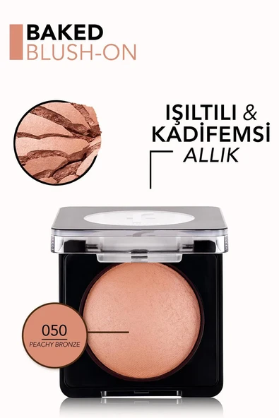Flormar Baked Blush-On Yüksek Pigmentli & Mat Bitişli Fırınlanmış Allık 050 PEACHY BRONZE - Resim 2