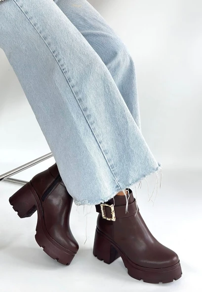 Pinma Kahverengi Cilt Topuklu Bot ürün görseli 1