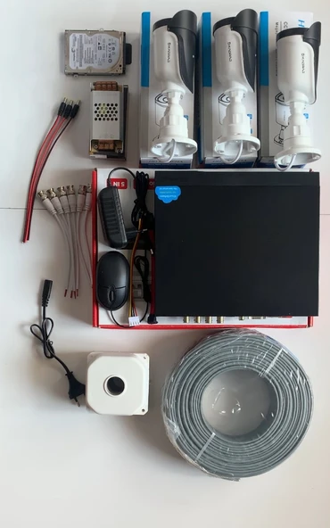 3 Kameralı Güvenlik Seti - 5MP Sony SecuLens, 1080p Full HD AHD, Gece Görüşlü, 6 Atom LED, IP66, 5MP DVR + WiFi Adaptörü, V1 - Resim 3