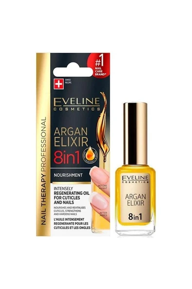 Eveline Cosmetics Argan Elixir 8 In 1 Nourishment Regenerating Oil 12ml Tırnak Bakım Yağı ürün görseli