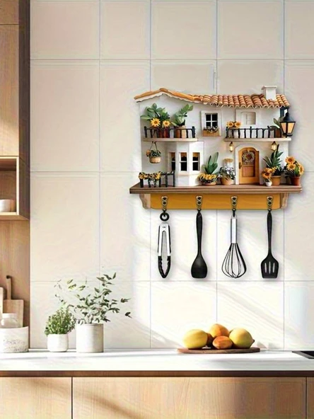 2D Dekoratif Ahşap Anahtar Askılığı Modern Ve Şirin Görünümlü Anahtarlık (20 x 30 CM) - Resim 3