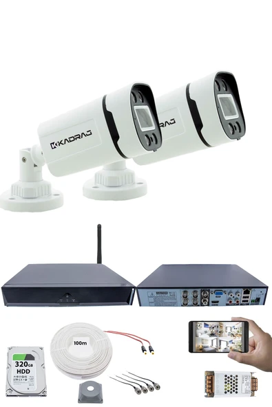 2 Kameralı Güvenlik Seti - 5MP Sony SecuLens, 1080p Full HD AHD, 4 Warm LED, Gece Renkli, 5MP DVR + WiFi Adaptörü, V1 ürün görseli