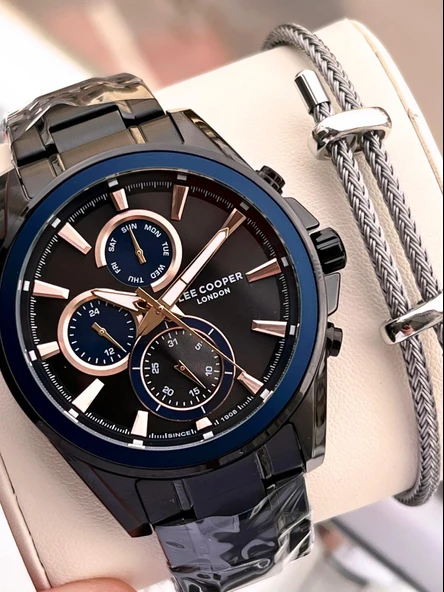 Lee Cooper Premium Nişan Ve Damatlara Özel 2 Yıl Garantili 5 Atm Erkek Kol Saati+Bileklik E08249.650 ürün görseli