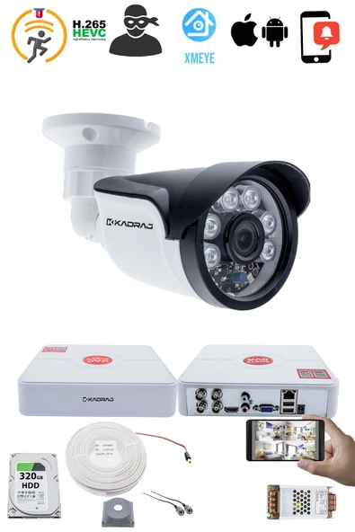 1 Kameralı Set - 5MP Sony SecuLensli 1080p Full HD AHD, 6 Atom LED, Gece Görüşlü, IP66 Plastik Kasa - 2