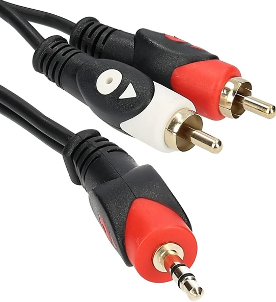 PrimeX PX-AUX3R 3.5mm AUX RCA Ses Kablosu, 3 Metre Aux Ses Sistemi Kablosu, Aux RCA Ses Kablosu - 3