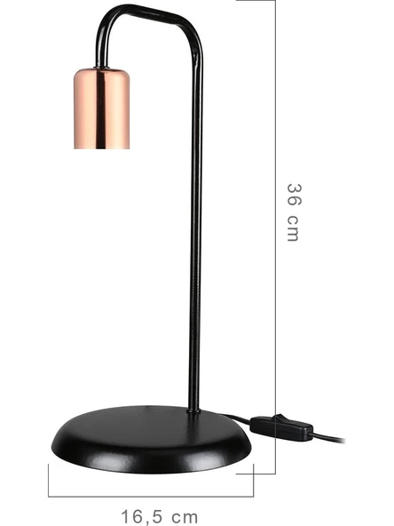 Tema Masa Lambası Siyah-Bakır - Resim 2