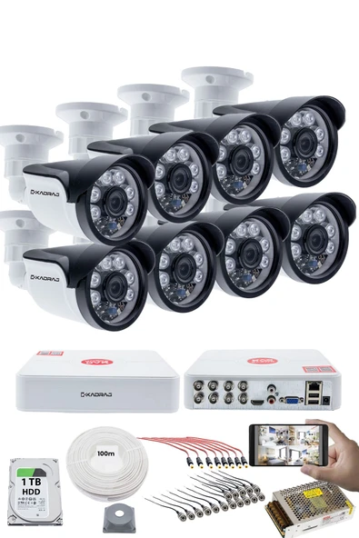 8'li Kamera Seti - 5MP Sony SecuLensli 1080P, 6 Atom LED, Full HD AHD Güvenlik Kamerası Seti, Gece Görüşlü, IP66 ,V1 ürün görseli