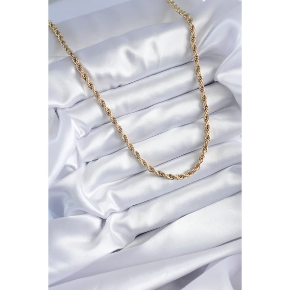 Gold Renk 316 L Çelik  60 cm Burgu Model Kadın Kolye Vice-5353 - 2