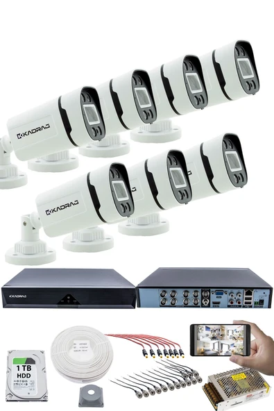 7'LI KAMERA SETİ - 5MP Sony SecuLensli 1080P, 4 Warm LED,Gece Renkli, Full HD AHD Güvenlik Kamerası Seti, ColorVu, Plastik Kasa