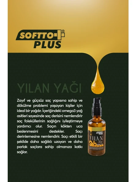 Softto Plus Saç Bakım Yılan Yağı 50 ml - Resim 3