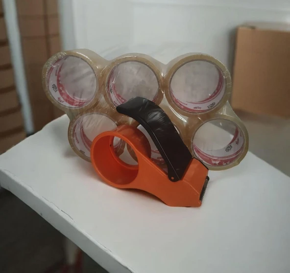 Koli Bantlama Makinesi + 6 Koli Bandı TURUNCU RENK