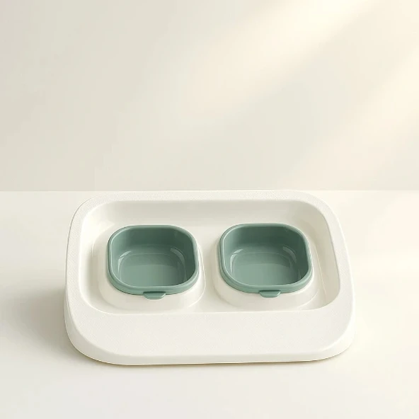 Mikopet Yeşil 2'si 1 Arada Mama Ve Su Kabı - Resim 5