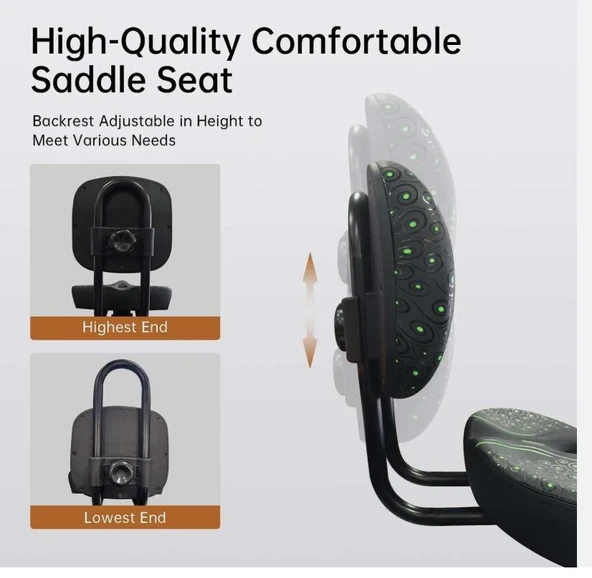Sırt Destekli Bisiklet Sele Koltuğu Sırt Desteği ile Bisiklet Elektrikli Bisiklet Selesi Yeşil - Resim 4