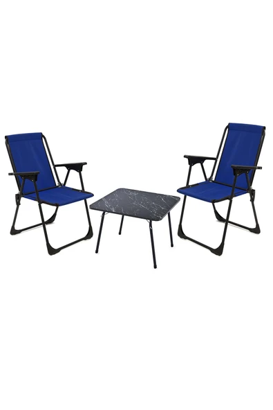 Exent 45x60 Katlanır Masa + 2 Adet Kamp Sandalyesi, Çift dikişli 120 kg kapasiteli-2LAC-MER ürün görseli