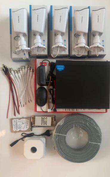 5 Kameralı Güvenlik Kamerası Seti - 5MP Sony SecuLensli 1080p Full HD AHD, 8 Ultra Warm LED, Gece Renkli Görüş, Plastik Kasa - Resim 3