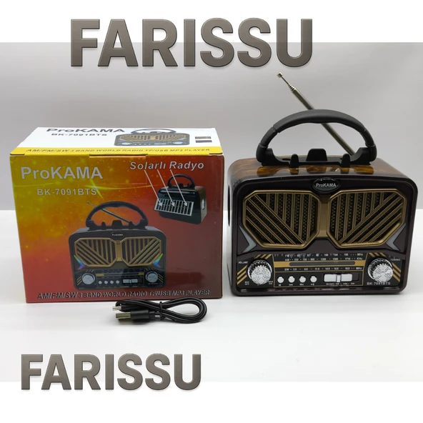Taşınabilir Güneş Panelli Nostaljik Radyo Işıldaklı FM/AM/SW Desteği USB/TF Kart Girişli - 8