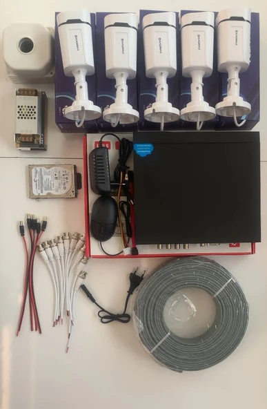 5 KAMERALI GÜVENLİK KAMERASI SETİ - GECE RENKLİ 5MP SONY SECULENS, 1080P FULL HD AHD, 4 WARM LED, COLORVU - PLASTİK KASA - Resim 3