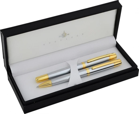 SteelPen Serra 800-4 Tükenmez + Dolma Kalem Krom Altın ürün görseli