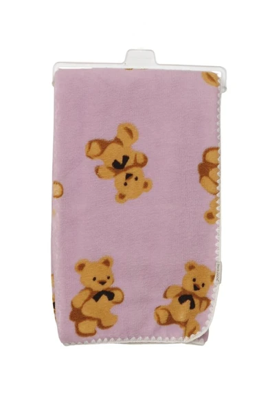 Bebitof Sevimli Ayıcıklar Desenli 90x100 cm Peluş Bebek Battaniye BBTF.MOR.95076
