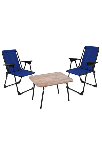 Exent 45x60 Katlanır Masa + 2 Adet Kamp Sandalyesi, Çift dikişli 120 kg kapasiteli-2LAC-ATL