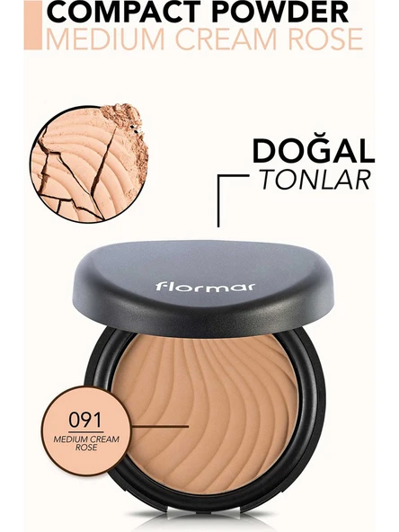 Flormar Yüksek Pigmentli & Yarı Mat Bitişli İnce Yapılı Kompakt Pudra 91 MEDIUM CREAM ROSE - Resim 4