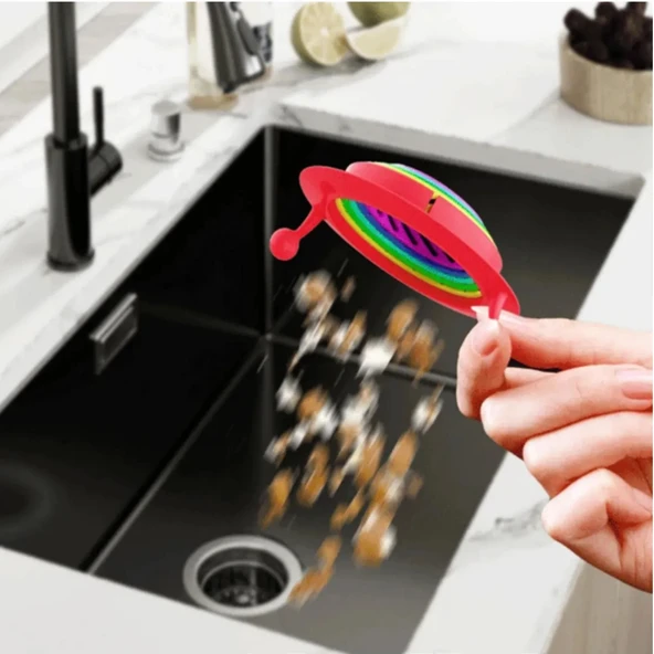 Lavabo Süzgeci Renkli 6 Kademeli Mutfak Gider Tıpası Lavabo Süzgeci - Resim 5