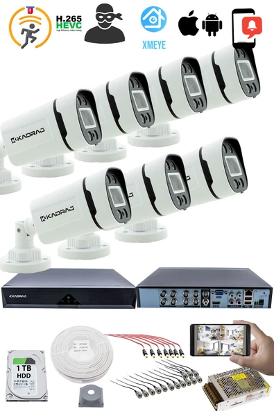 7'LI KAMERA SETİ - 5MP Sony SecuLensli 1080P, 4 Warm LED,Gece Renkli, Full HD AHD Güvenlik Kamerası Seti, ColorVu, Plastik Kasa - 2