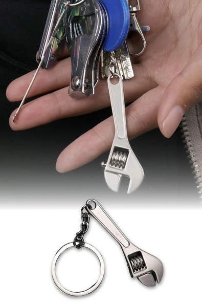 Fonksiyonel İngiliz Anahtarı Anahtarlık Metal Malzemeli Minyatür Anahtar Ucu Açılır Kapanır Gerçekçi Görünümlü Dekoratif Erkek Anahtarlık Araç Çanta Ev Anahtarı İçin Şık ve Pratik Anahtarlık Aksesuarı