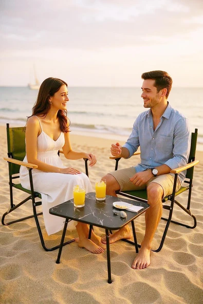 2 Adet 120 Kg kapasiteli Katlanır Kamp Sandalyesi ve 45 x 60 Kamp Sehpası-2-AS-MER ürün görseli