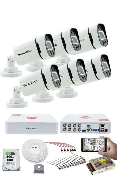 6 Kameralı Set 5MP Sony SecuLensli 1080P, 4 Warm LED, Gece Renkli, Full HD AHD Güvenlik Kamerası Seti, ColorVu, V1 ürün görseli