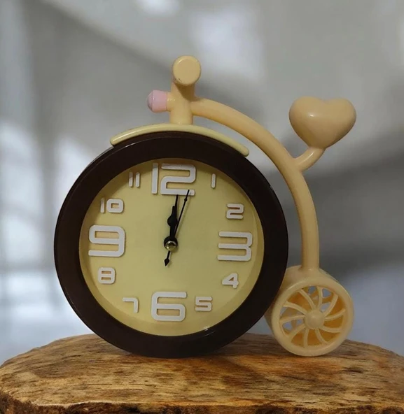 Yaratıcı Ofis Masaüstü Bisiklet Yatak Odası ÇOCUK ODASI Başucu Saati Yaratıcı Saat SARI RENK - 2