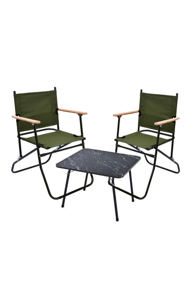 2 Adet 120 Kg kapasiteli Katlanır Kamp Sandalyesi ve 45 x 60 Kamp Sehpası-2-AS-MER - Resim 2
