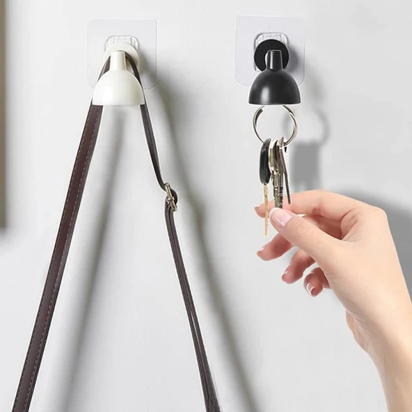 Lamba Şeklinde Mıknatıslı Duvar Tipi Anahtar Tutucu Askı Yapışkanlı Dekoratif Priz Yanı Anahtarlık Organizer - 7