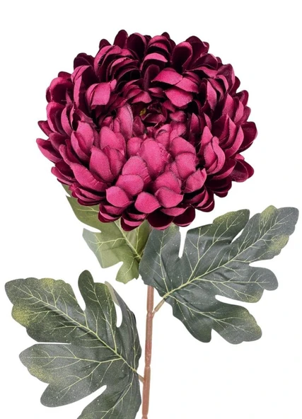 Yapay Çiçek Krizantem Fuşya 90cm Tek Dal Kumaş Çiçek Uzun Dal - Resim 2