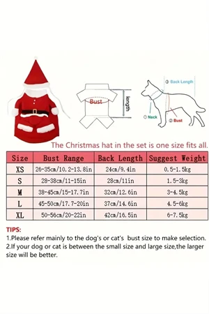 Şenlikli Noel Baba Köpek Kostüm Seti – Küçük Irklar İçin Sıcak Polyester Tulum, Kazak Tasarım Evcil Hayvan Kıyafeti-L beden - 7