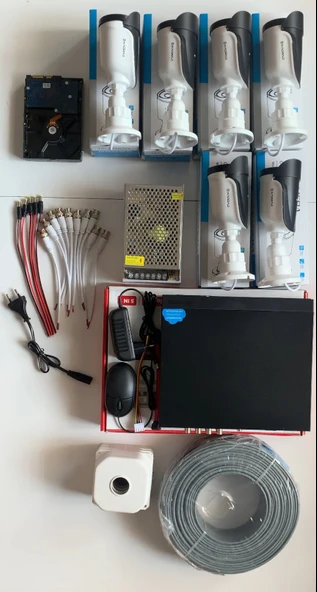 6 Kameralı Güvenlik Kamera Seti - Ekstra Uzun Mesafeli Güçlü, 5MP Sony Lens, 70m Dayanıklı Kablolama, 6 Atom LED, 1TB  H.D.D - Resim 2