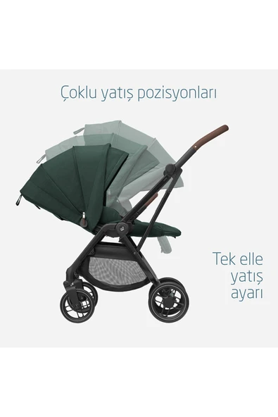 Maxi-Cosi Leona2 Çift Yönlü Uzatılabilir Sırt Desteği Tam Yatabilir Bebek Arabası Twillic Green - Resim 6