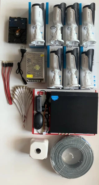 7'LI GÜVENLİK KAMERASI SETİ - 5MP Sony SecuLensli 1080p AHD, 8 Warm LED, Colorvu Gece Renkli Görüş, 1TB Disk - Resim 3