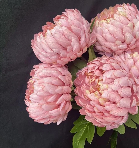 Yapay Çiçek Krizantem Pembe Açık 90cm Tek Dal Kumaş Çiçek Uzun Dal - Resim 7