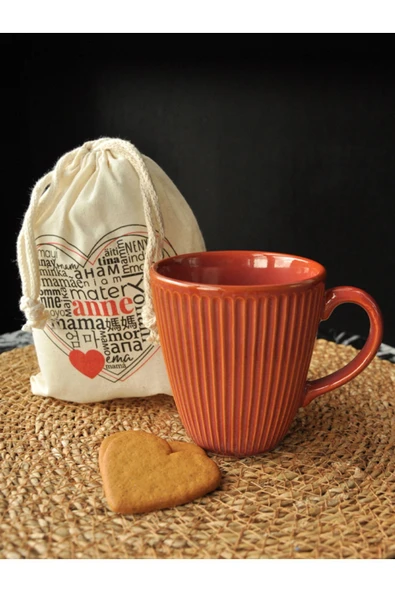 Anneler Günü Hediye Keseli Kupa Kızıl Kahve - Resim 2