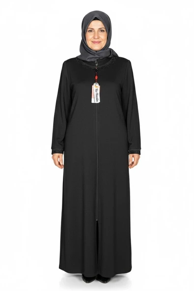 Hesna Kadın Efnan Büyük Beden Baharlık Boydan Siyah Pardesü ürün görseli 1